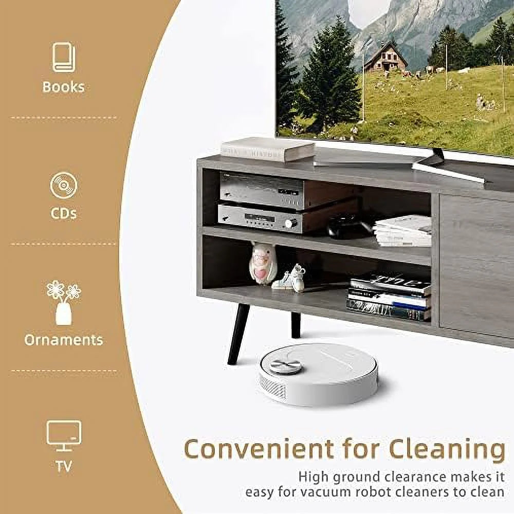 55 Inch TV Stand with Open Shelves and Drawer Y515769