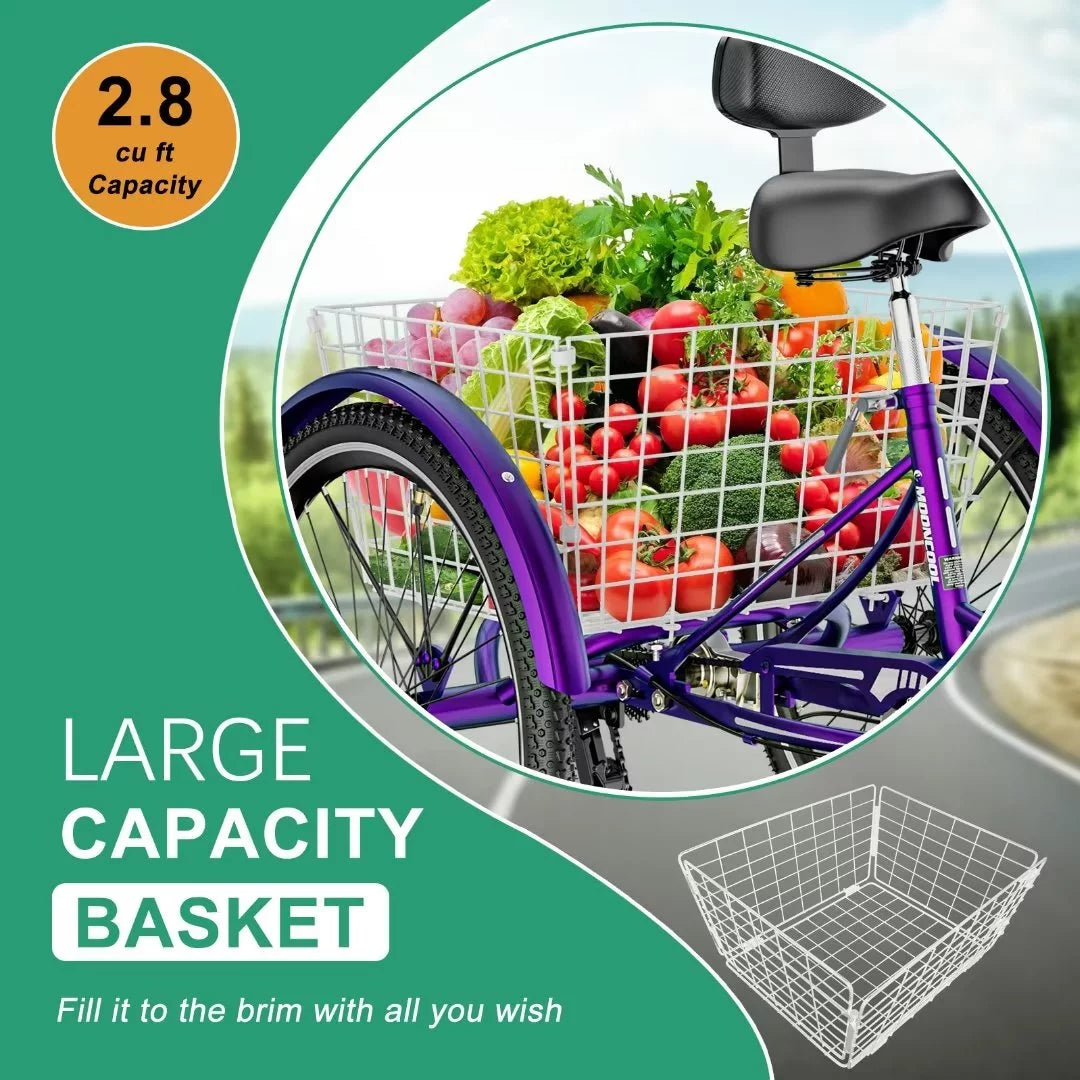 24Inch 500W 7-Speed Electric Tricycle with Removable Lithium Battery G859731