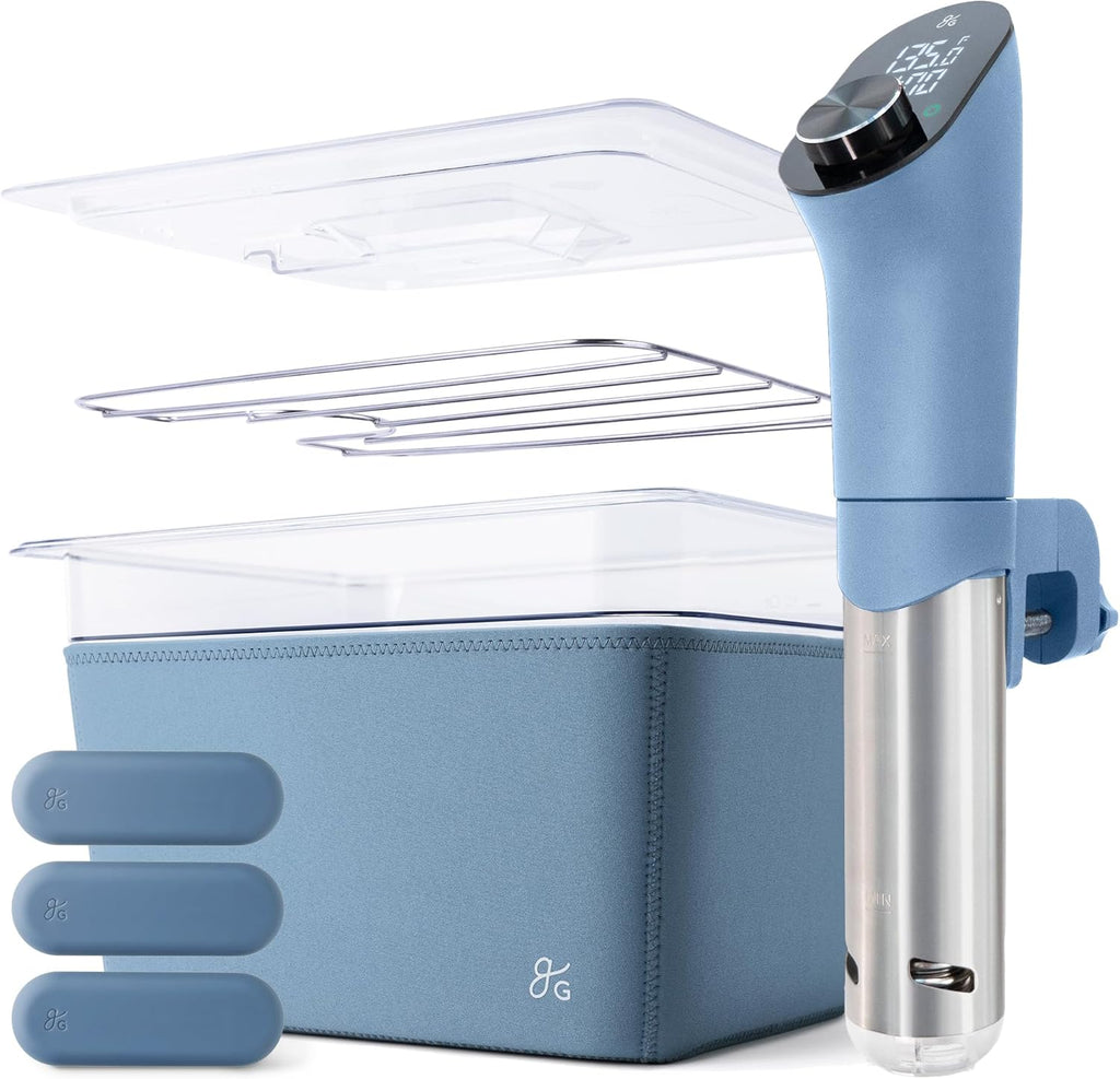 Stone Blue Sous Vide Cooker with Container and Silicone Weights A839190
