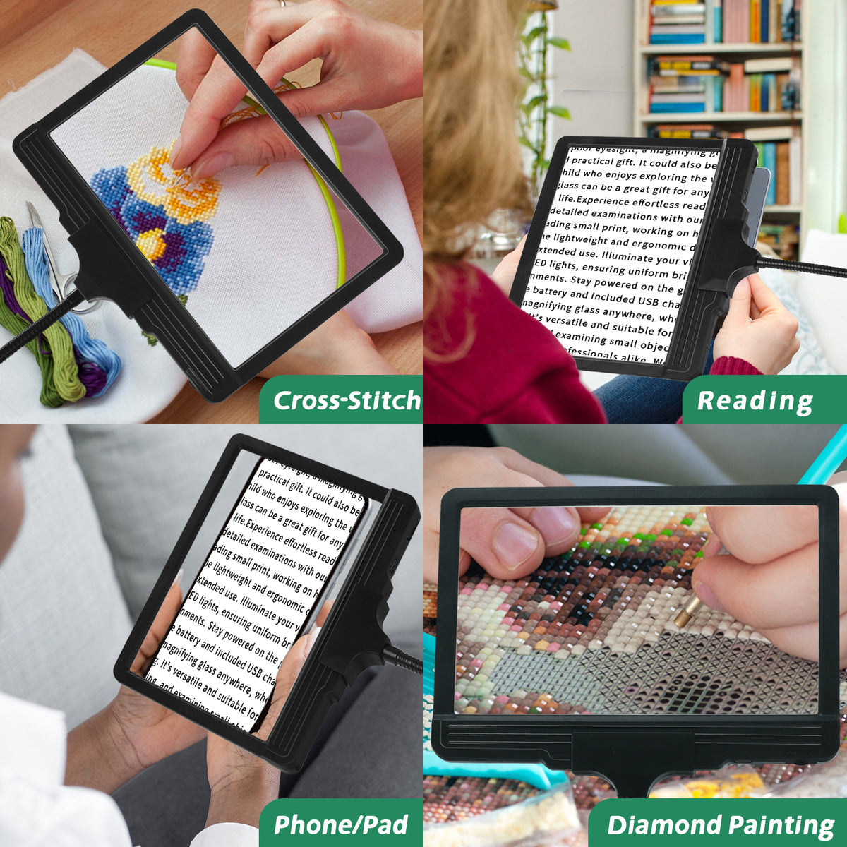 Rechargeable Floor Magnifying Glass with Light and Stand S86872