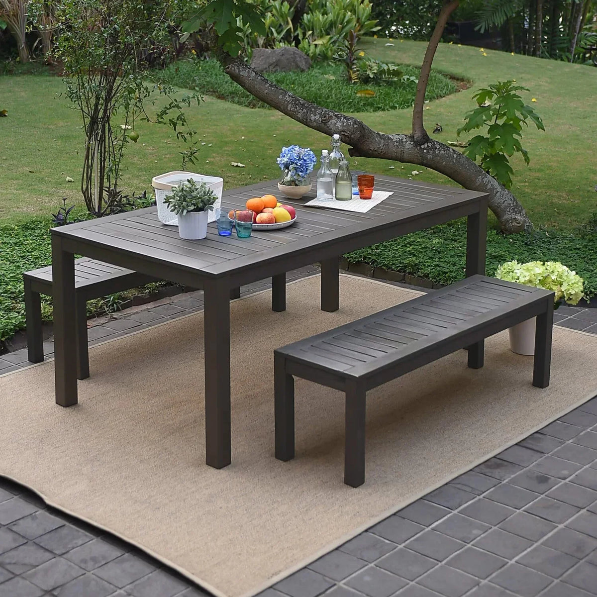 Outdoor Rectangular Dining Table Weathered Gray C131700