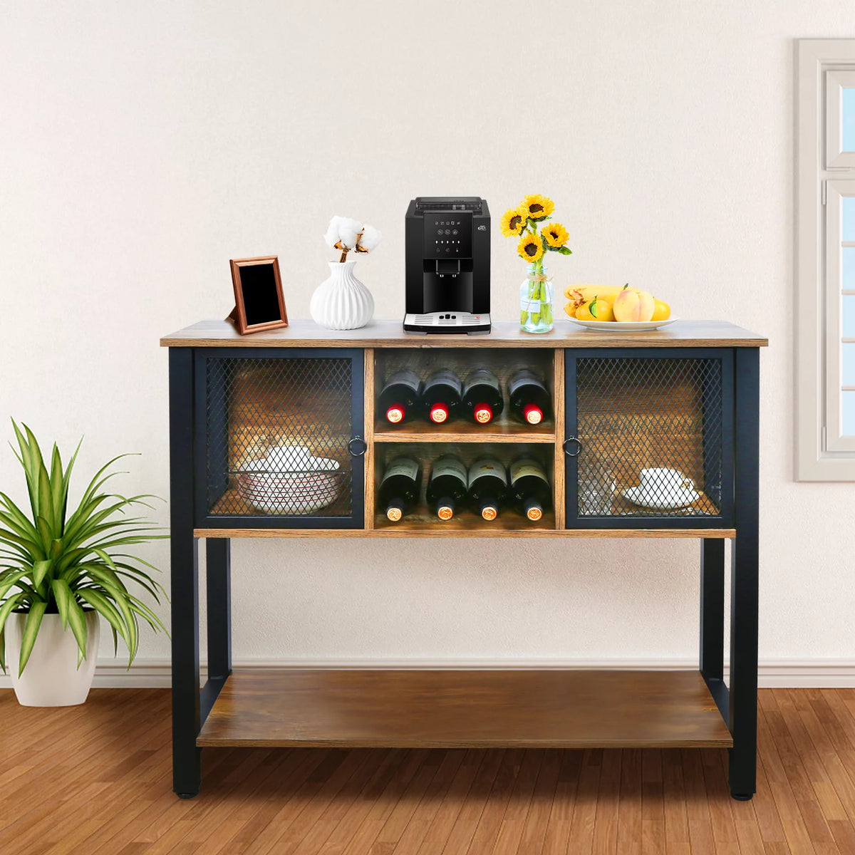 Brown Buffet Sideboard with Storage Shelves L86463