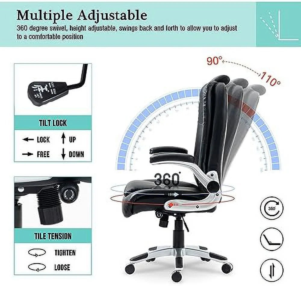 White Office Chair with Lifting Headrest and Flip-up Armrests N282896
