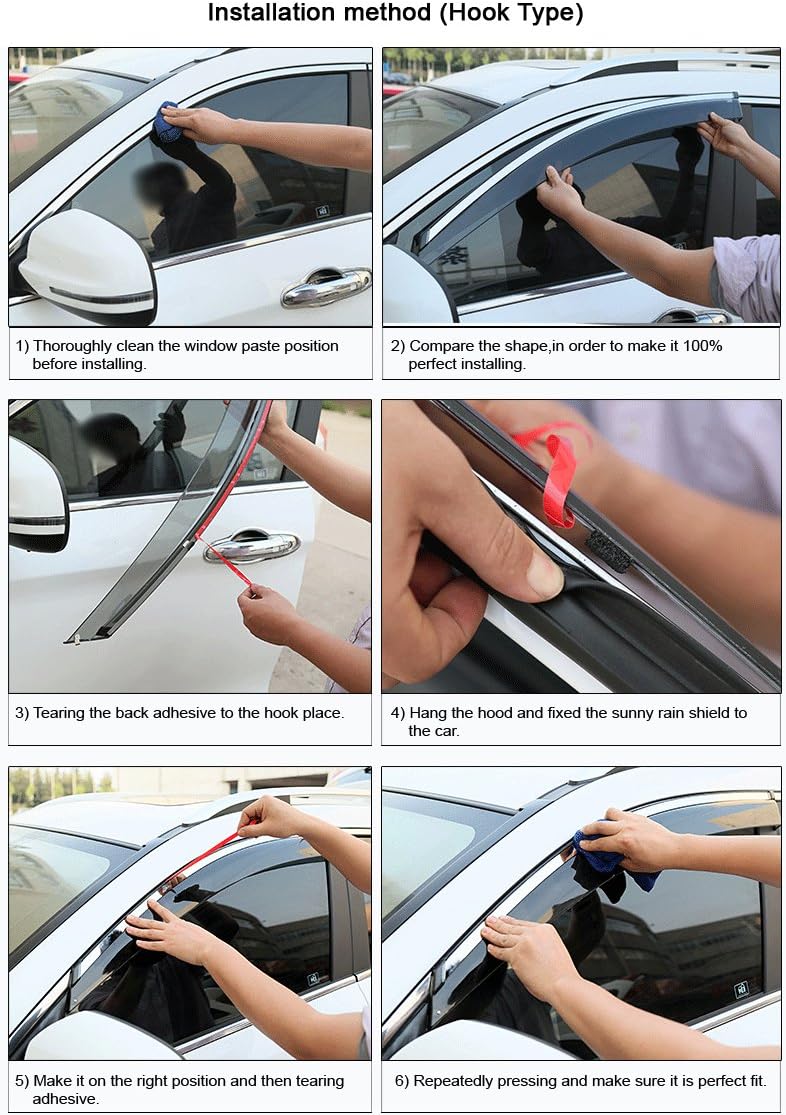 Car Window Visor Vent Shade Deflector Sun/Rain Guards F198