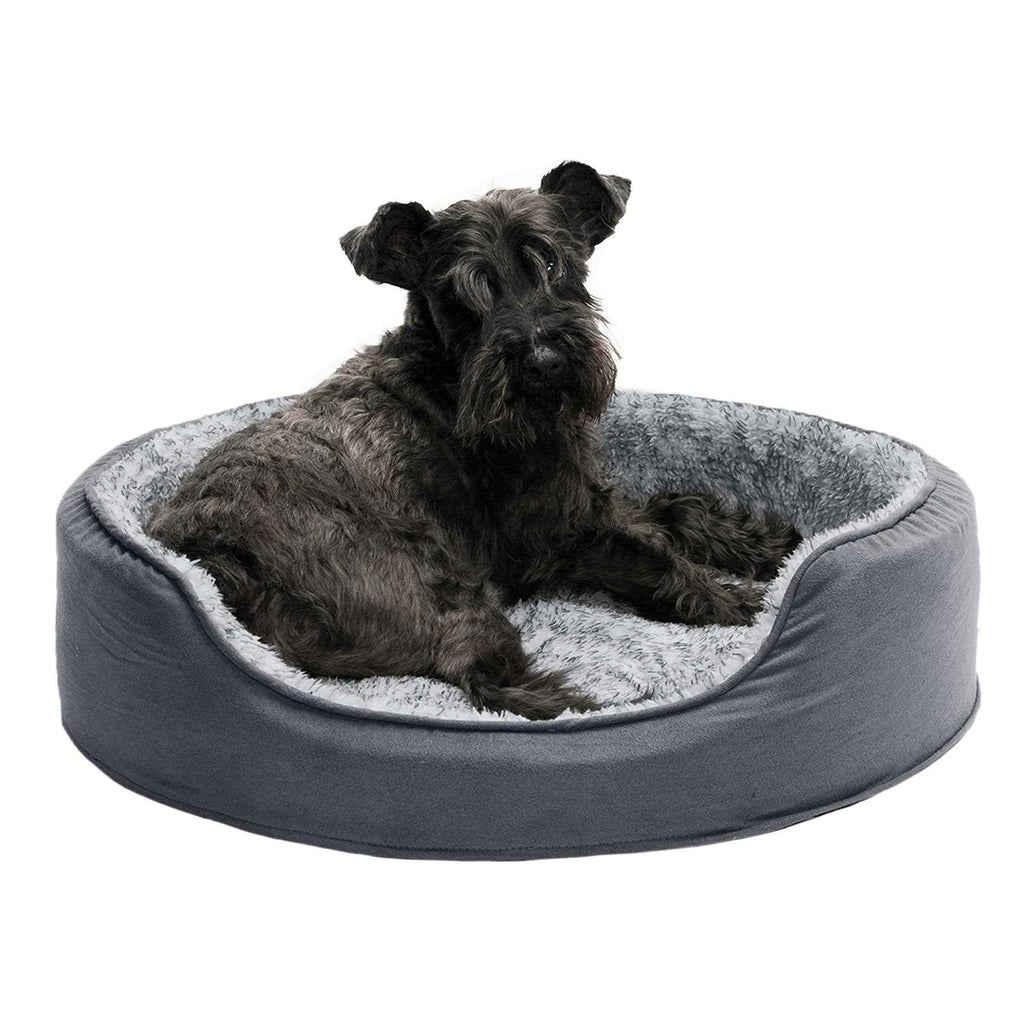Two-Tone Fur & Suede Oval Dog Bed N45716