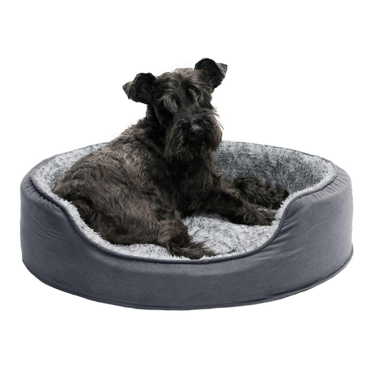 Two-Tone Fur & Suede Oval Dog Bed N45716