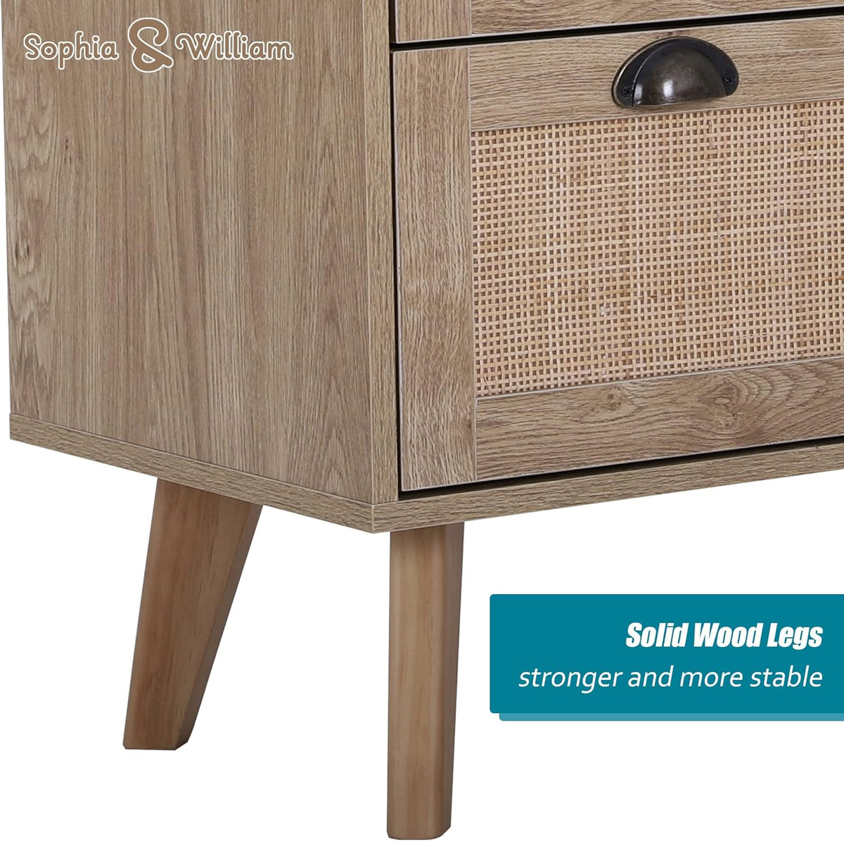 3 Drawer Rattan Storage Cabinet with Pine Wood Legs W690234