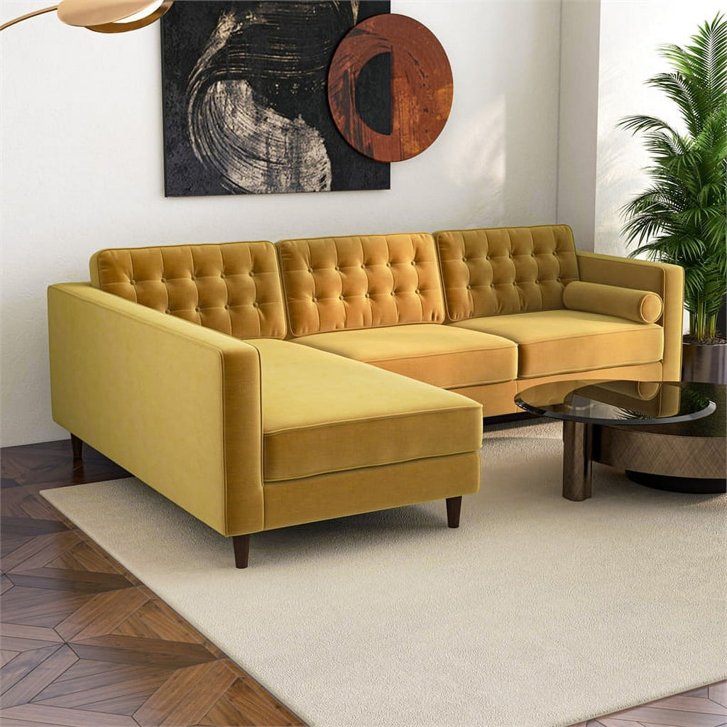 Gold Velvet Left-Facing Sectional I66061