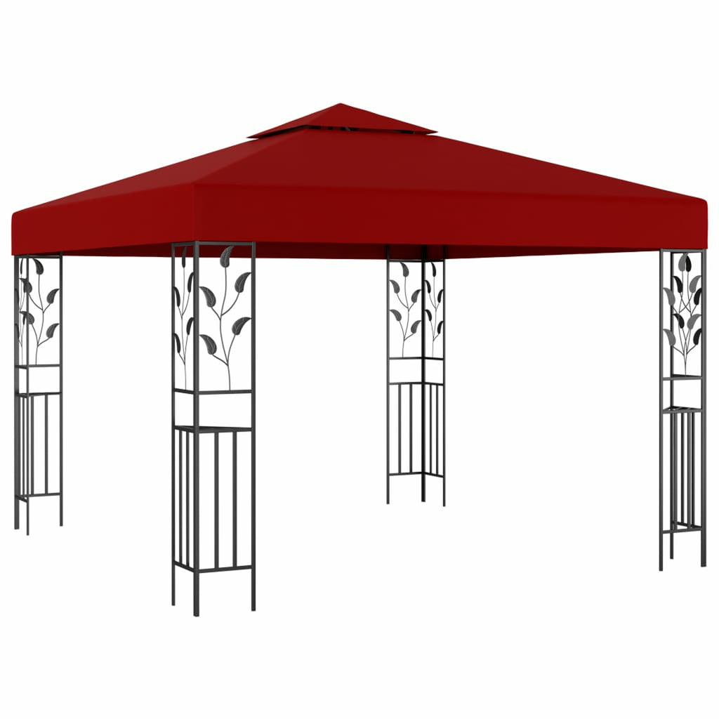 Steel Frame Gazebo Canopy Tent Sun Shelter Wine Red 118.1 x 118.1 x 98.4 Inches O5549