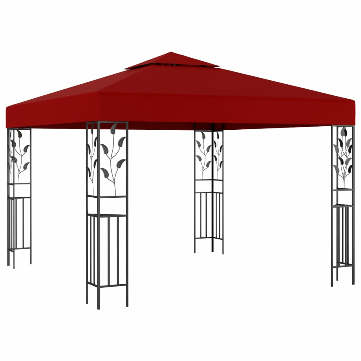 Steel Frame Gazebo Canopy Tent Sun Shelter Wine Red 118.1 x 118.1 x 98.4 Inches O5549