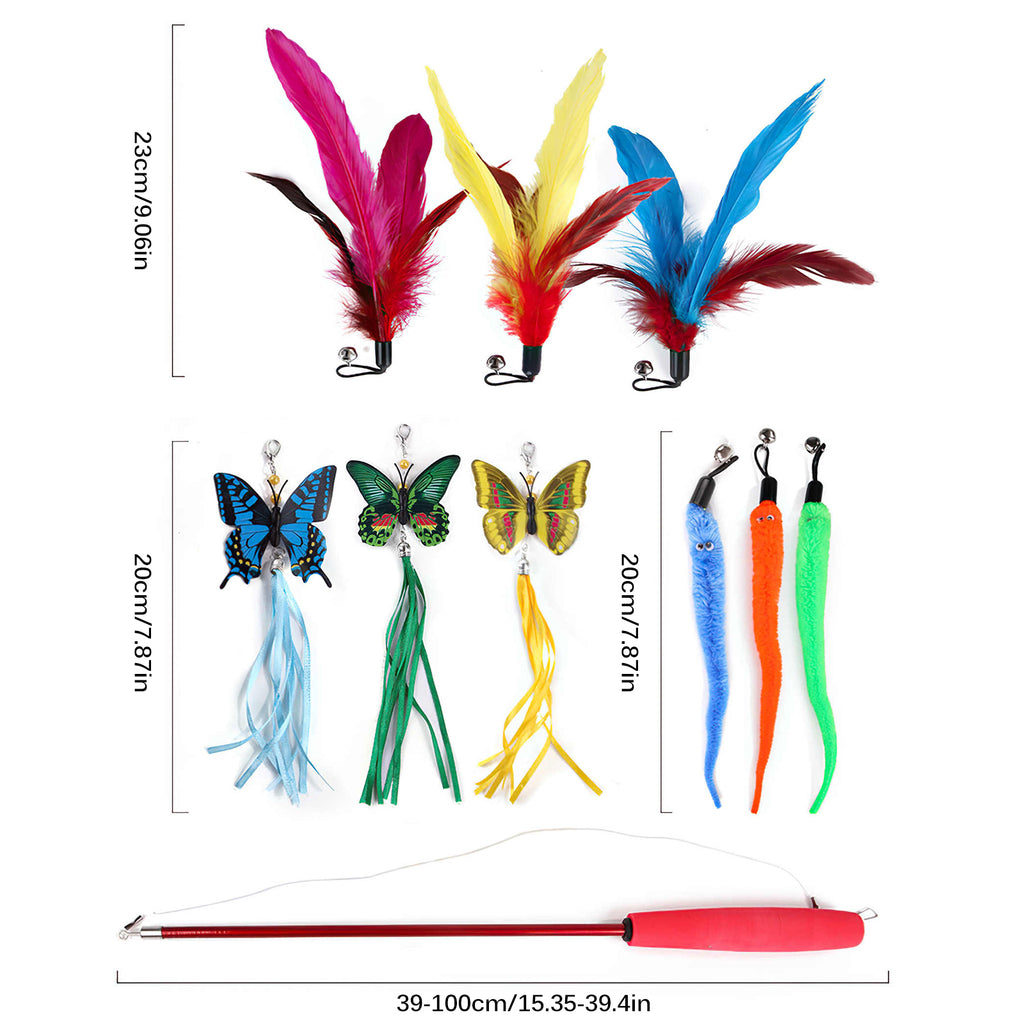 Cat Feather Wand Toy Retractable Teaser O738