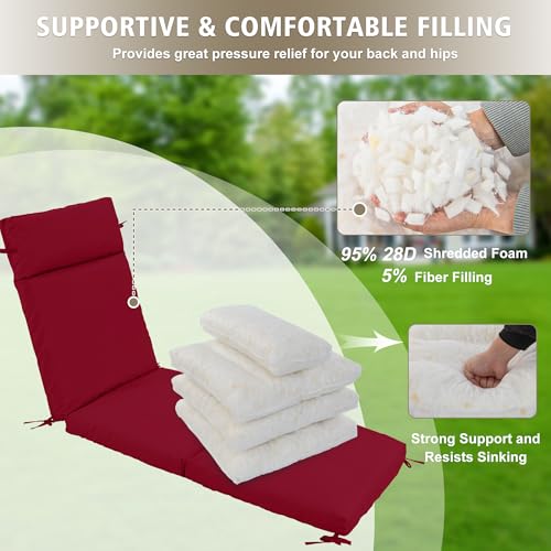 Set of 2 Outdoor Chaise Lounge Cushions, Cream W575