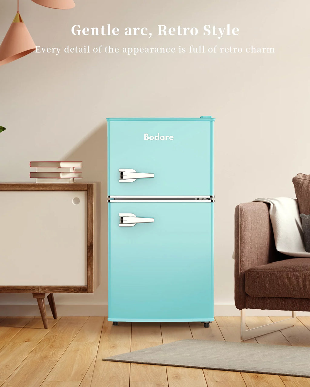3.2 Cu.Ft 2 Doors Mini Fridge with Freezer, Blue E24310