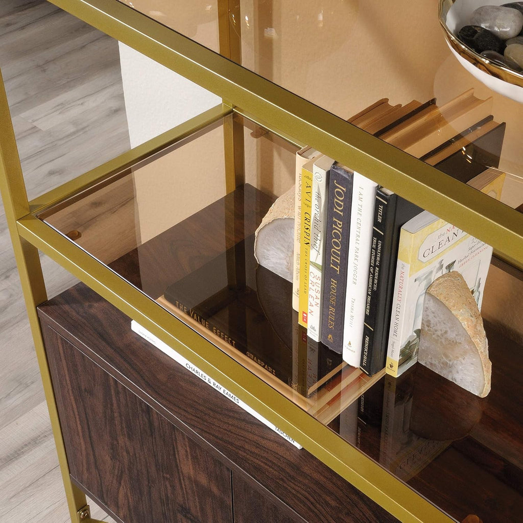 Bookcase with Doors, Rich Walnut Finish Z32155