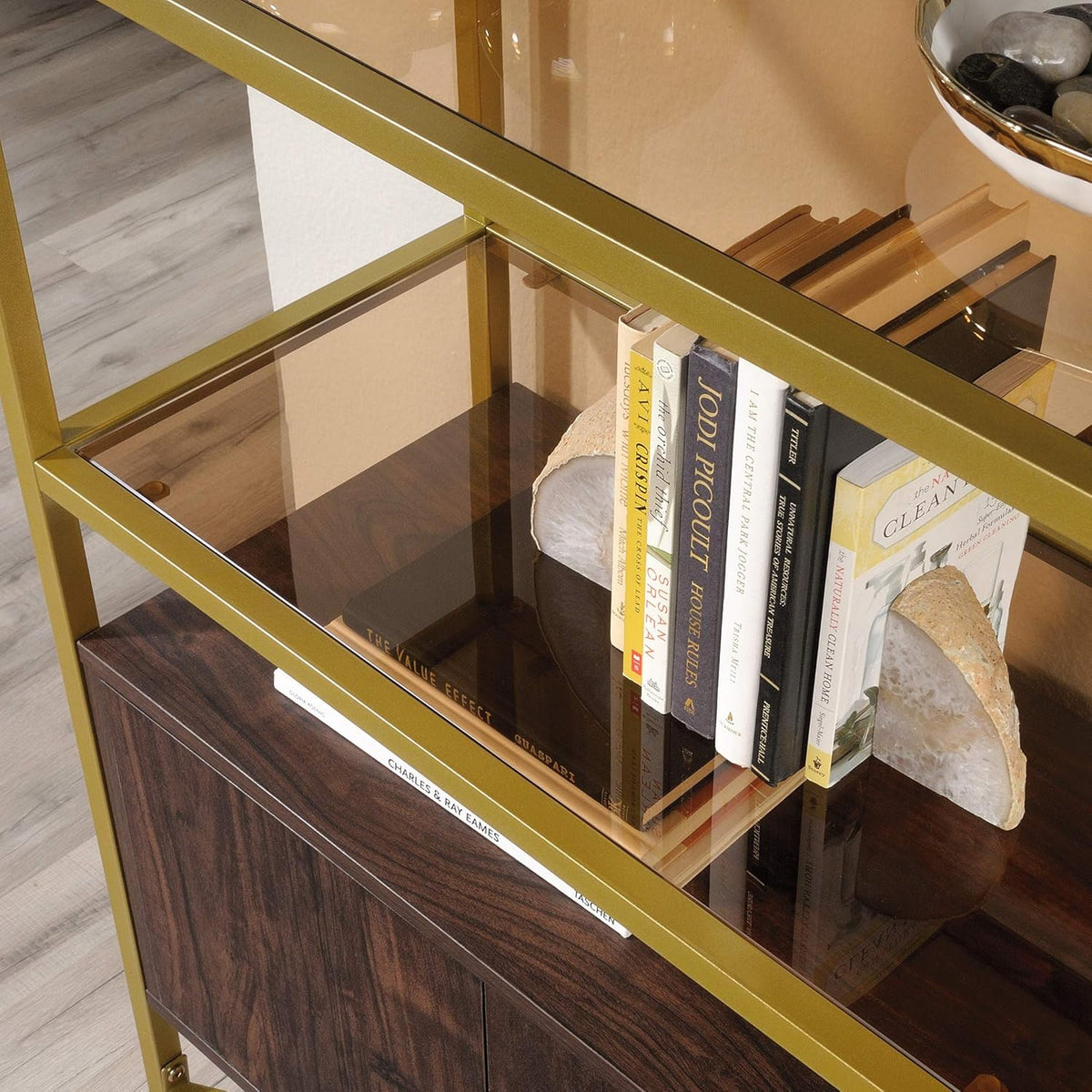 Bookcase with Doors, Rich Walnut Finish Z32155