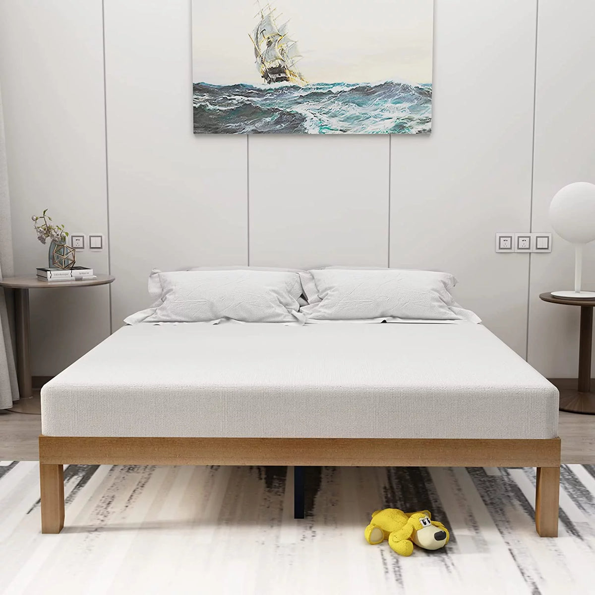 Queen Size Wood Platform Bed Frame with 10 Legs B590