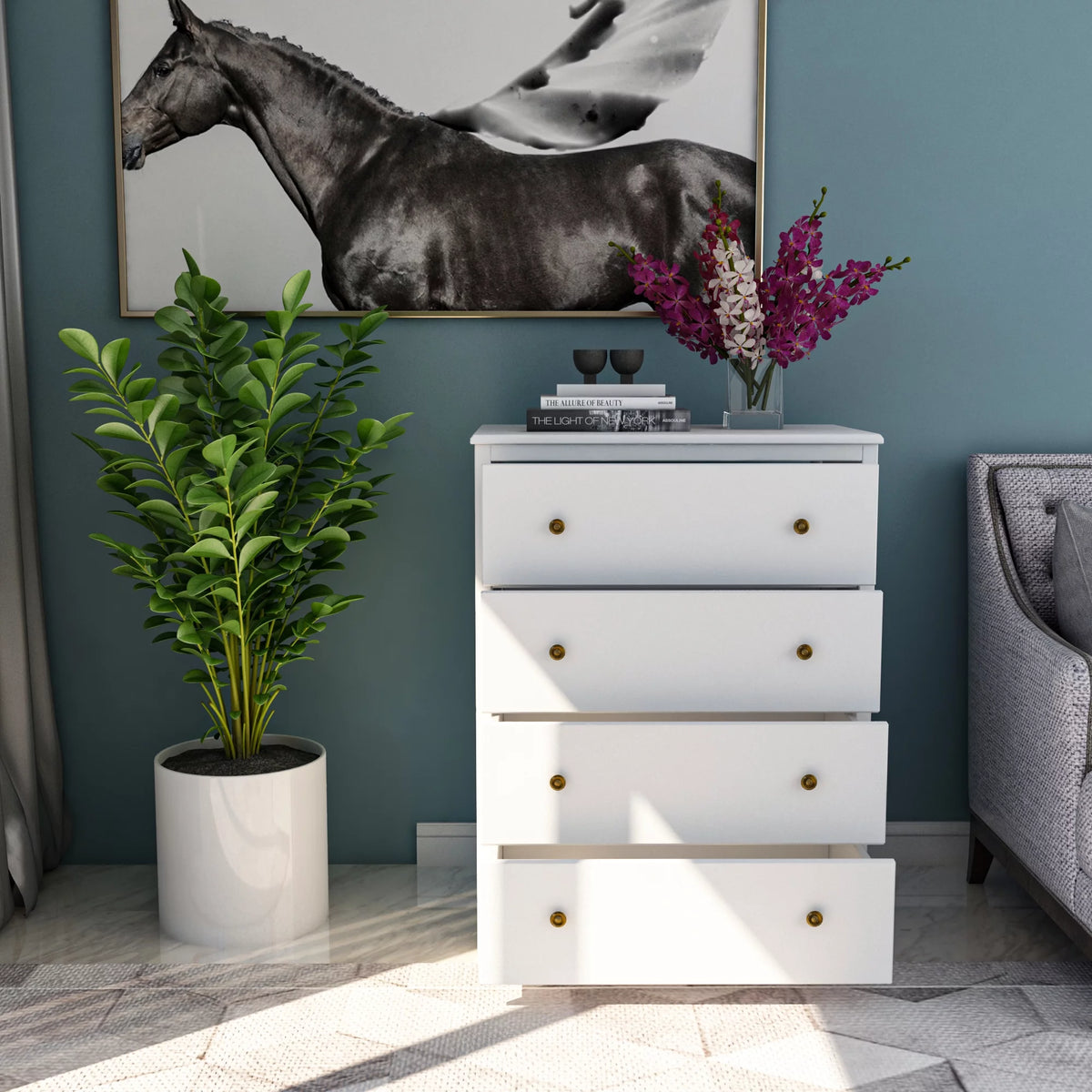 White 4 Drawer Dresser K218