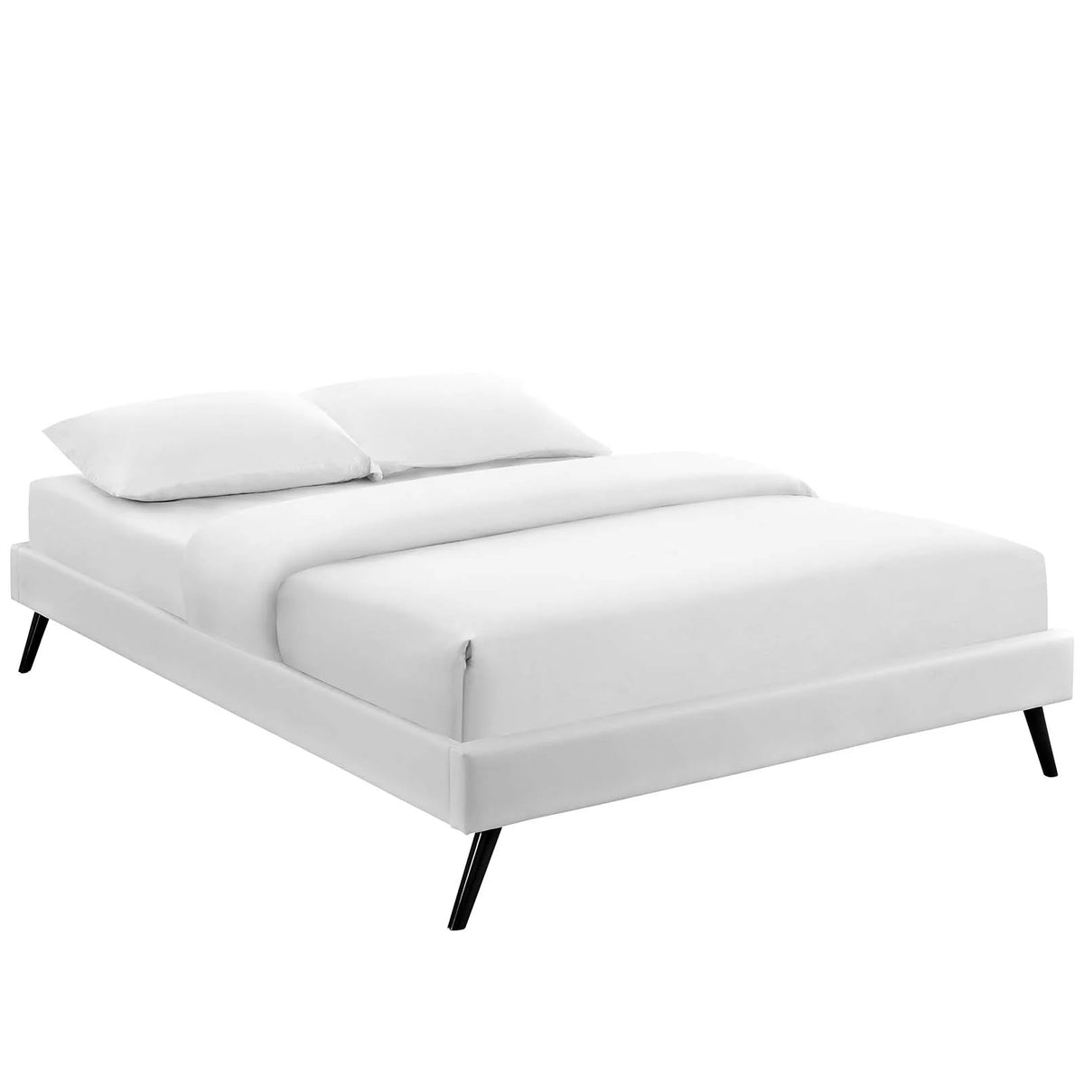 White Upholstered Platform Bed O794
