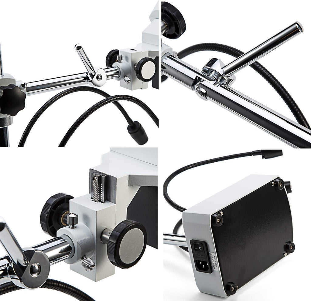 Professional Dissecting Binocular Stereo Microscope, WF10x WF20x Eyepieces, 10X 20X Magnification, 1X Objective, LED Lighting, Boom-Arm Stand K694882