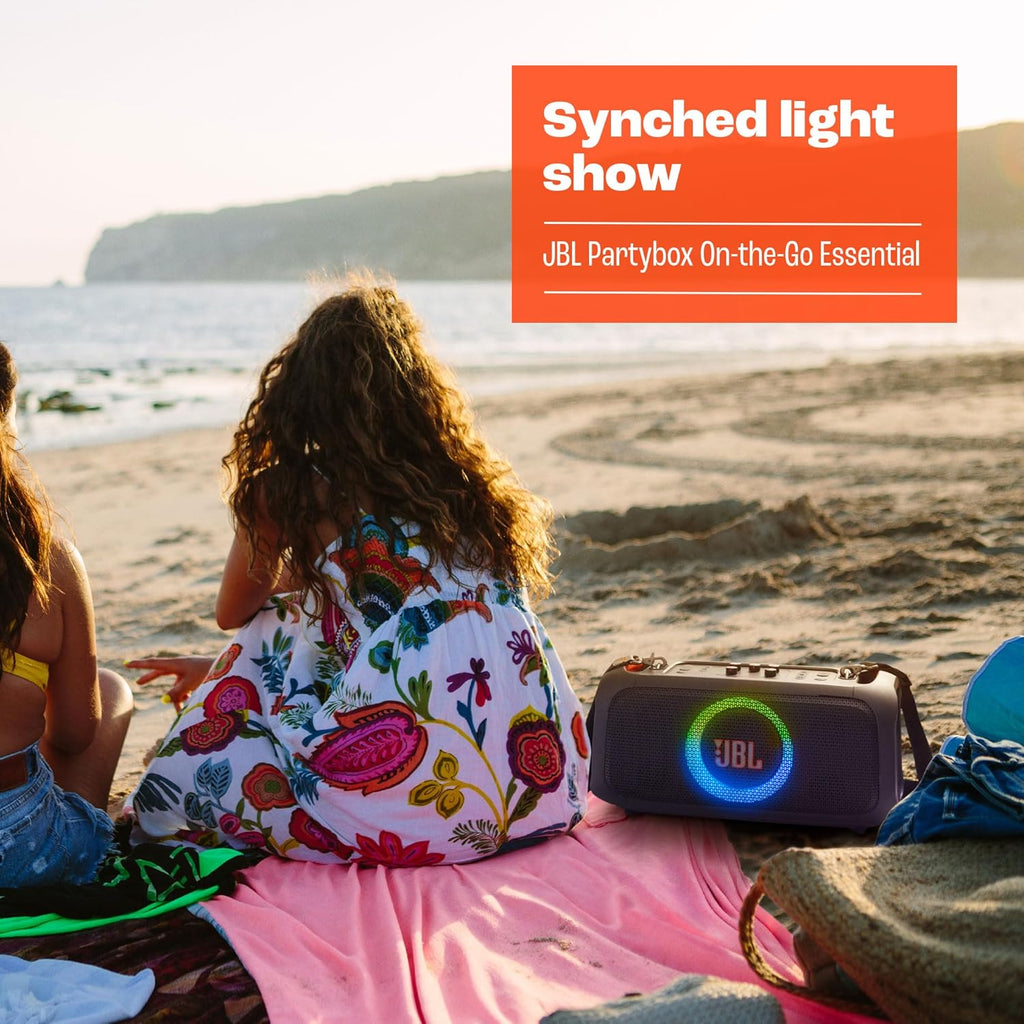 Portable party speaker with built-in lights and wireless mic, IPX4 splashproof protection, 6 hours of playtime, shoulder strap Z11899
