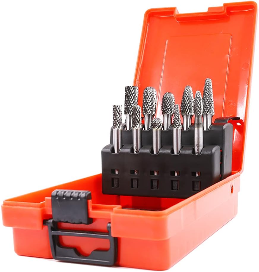 Tungsten Carbide Rotary Burrs Set 1/4 Shank 10PCS Double Cut L779