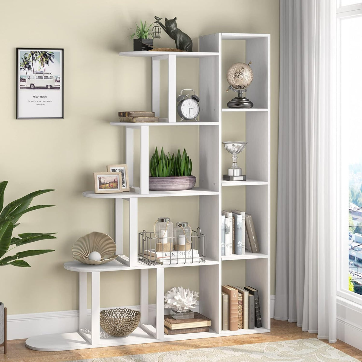 5-Tier Corner Ladder Shelf Rustic Brown N69902