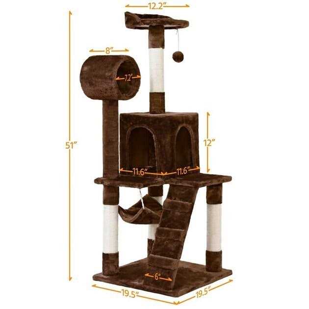51-in Plush Multi-Cat Tree & Condo V36065