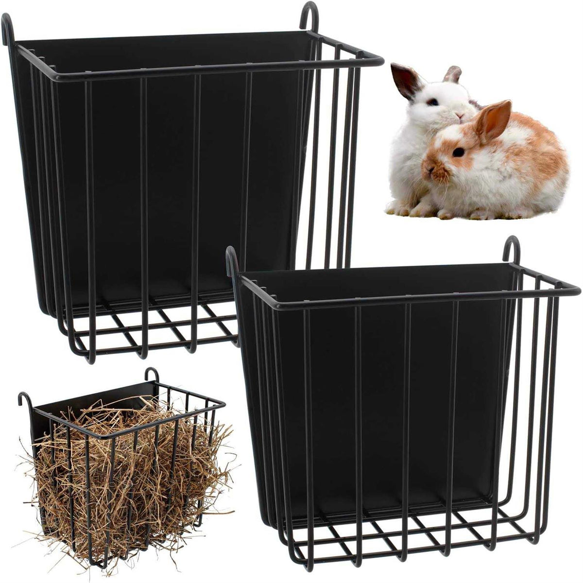2PCS Rabbit Hay Feeder with Metal Frame H238685