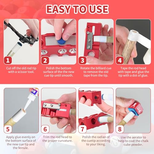 11-in-1 Aluminum Alloy Pool Cue Tip Shaper B786
