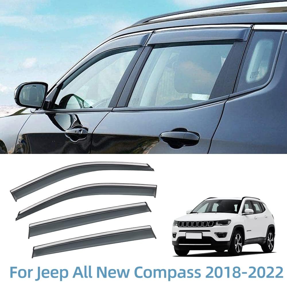 Smoke Gray Polycarbonate Window Deflector with Stainless Steel Trim Pack of 2 E832