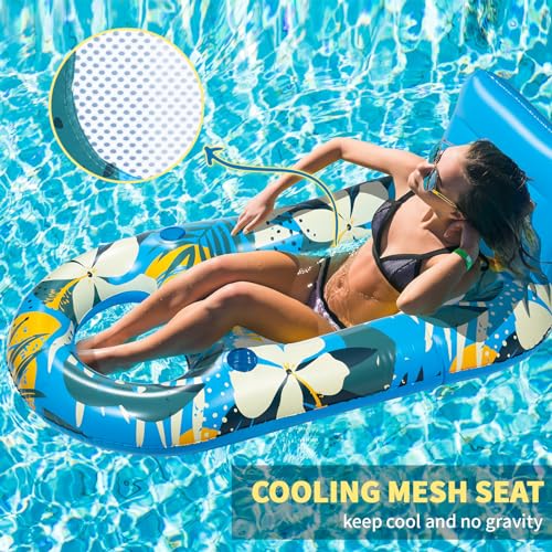 Heavy Duty Inflatable Pool Float with Cup Holder Backrest O131