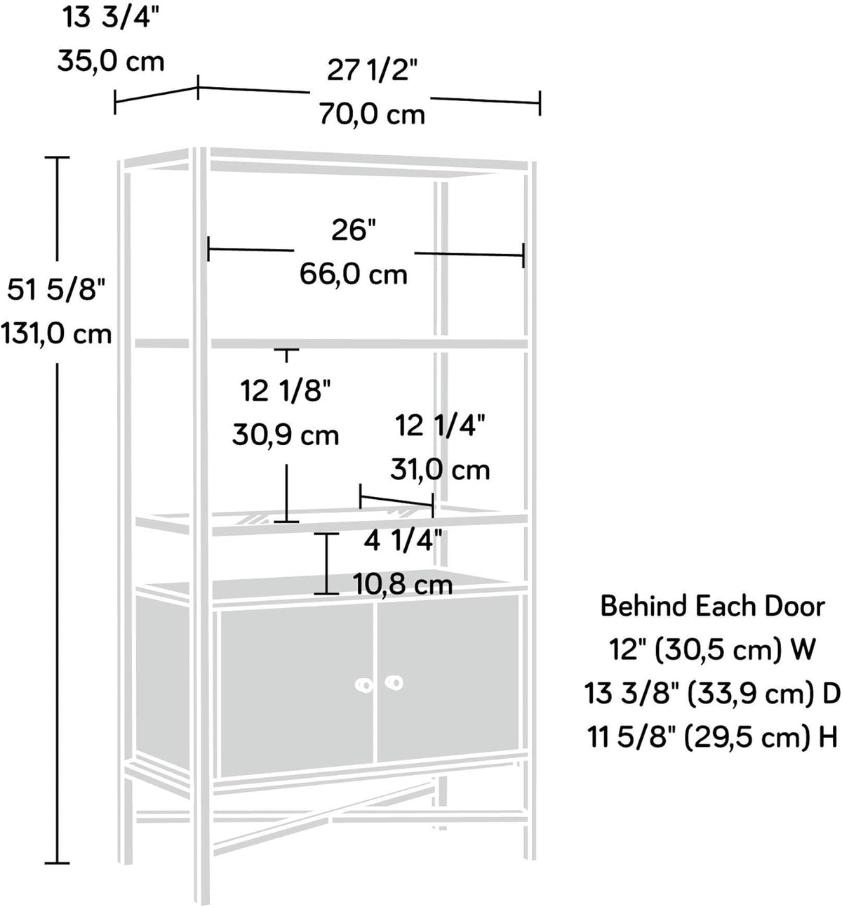 Bookcase with Doors, Rich Walnut Finish Z32155