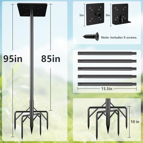 79 Inch Heavy Duty Bird Feeder Pole Kit with 5 Base Prongs Z5897