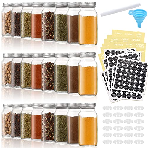 24 Pcs 4oz Glass Spice Jars with Airtight Metal Caps Y9960