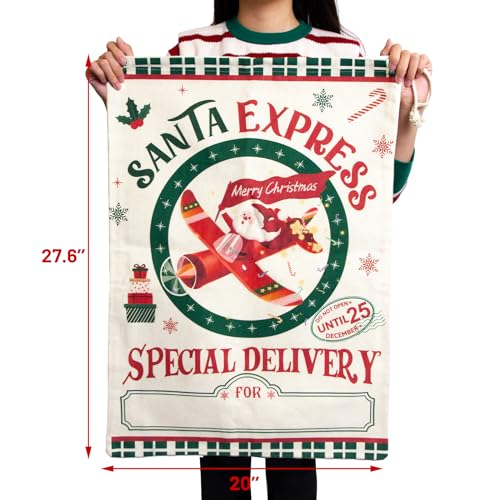 4-Pack Large Christmas Canvas Gift Bags with Drawstring P4483