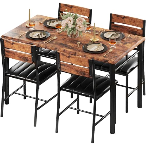 Grey Wood Dining Table Set for 4 T105941