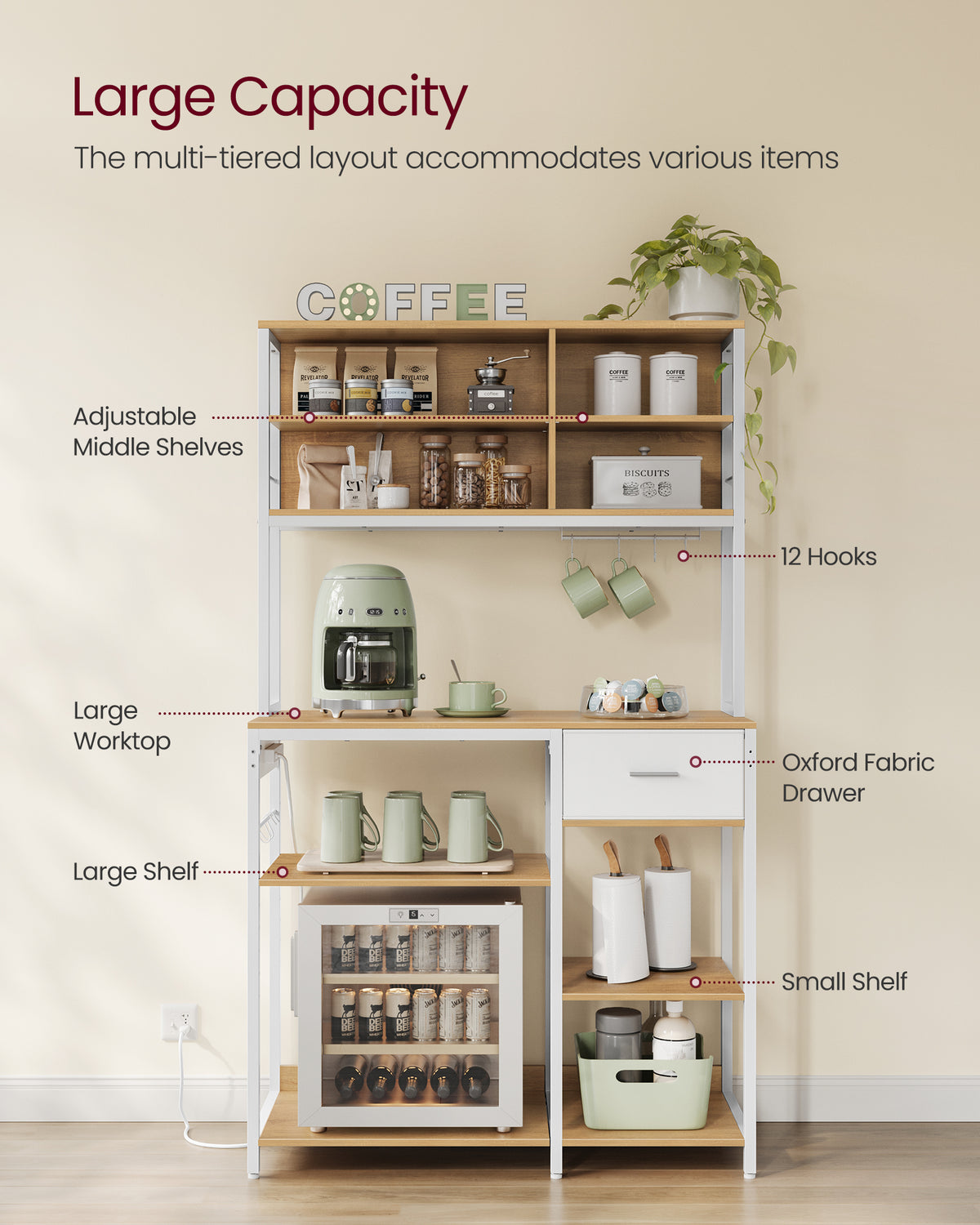 Bakers Rack with Charging Station O99335
