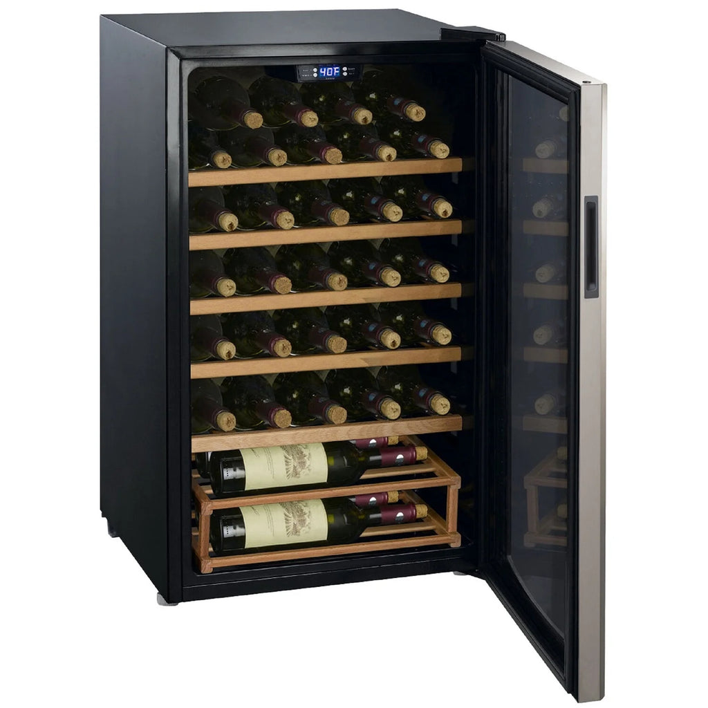 35-Bottle Single-Zone Wine Cooler with Wood Shelving V5593