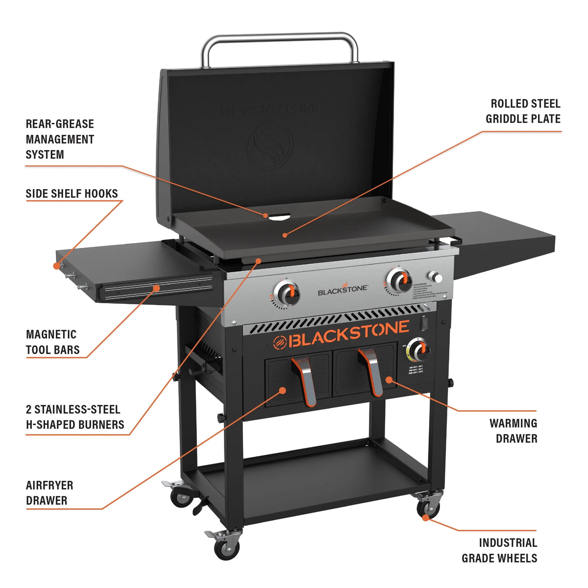 2-Burner 28 Griddle with Air Fryer Combo T908