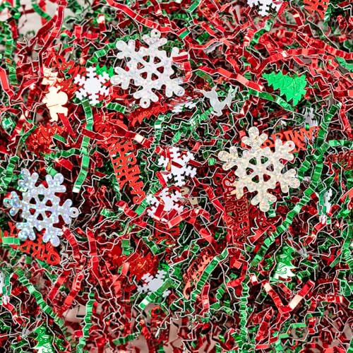 8.8oz Christmas Metallic Red Green Paper Shred T62852
