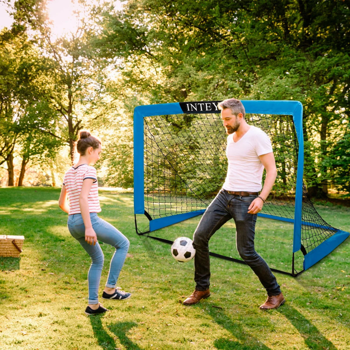 Portable Set of 2 Folding Soccer Goals B394142