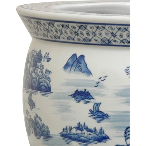 12" Blue & White Porcelain Fishbowl U641830