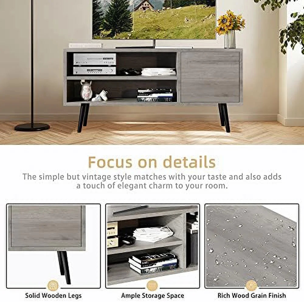 55 Inch TV Stand with Open Shelves and Drawer Y515769