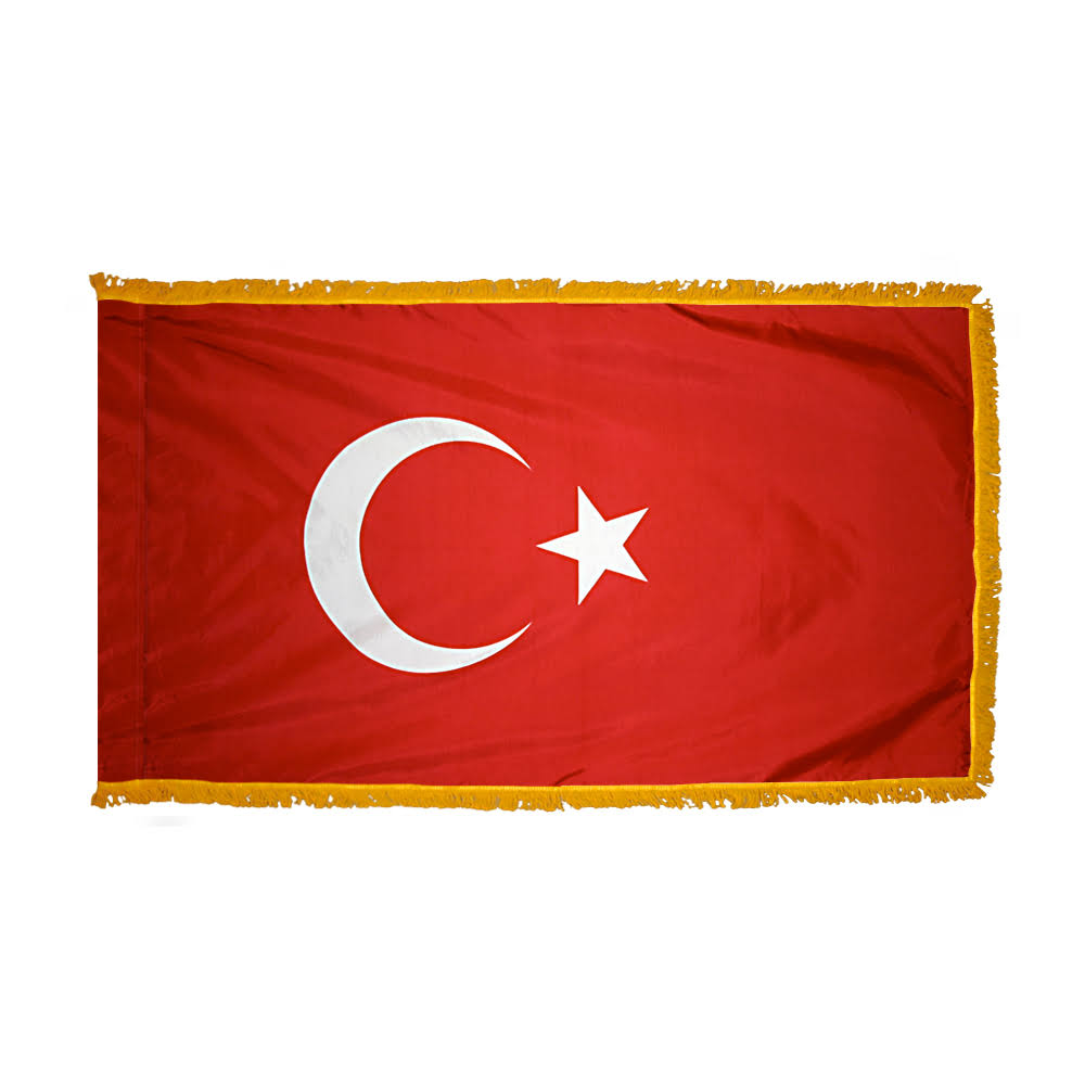 3ft. x 5ft. Turkey Flag with Side Pole Sleeve and Fringe R7716