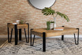 Wooden Square Top End Table Natural and Matte Black N5509