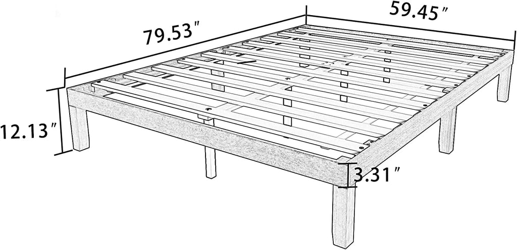 Queen Size Wood Platform Bed Frame with 10 Legs B590
