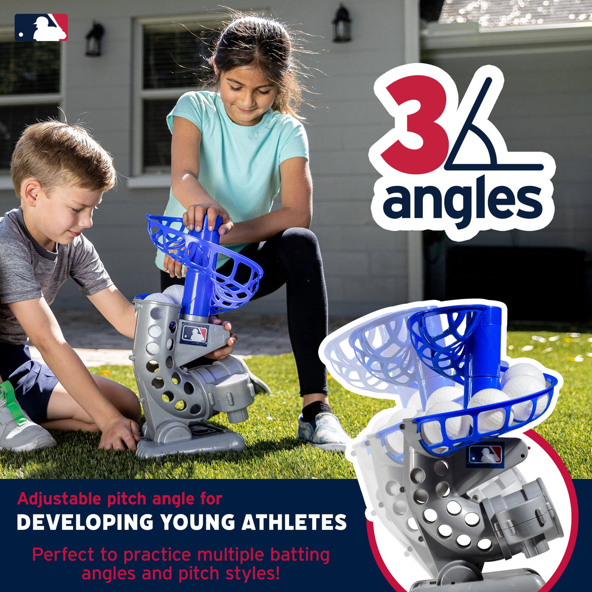 Kids Baseball Pitching Machine Height Adjustable with 6 Plastic Balls Q76500