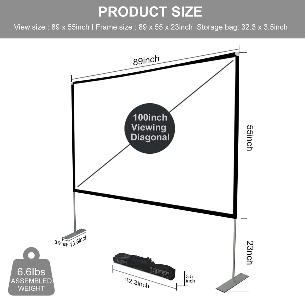 100 inch Portable Projection Screen with Stand T200897