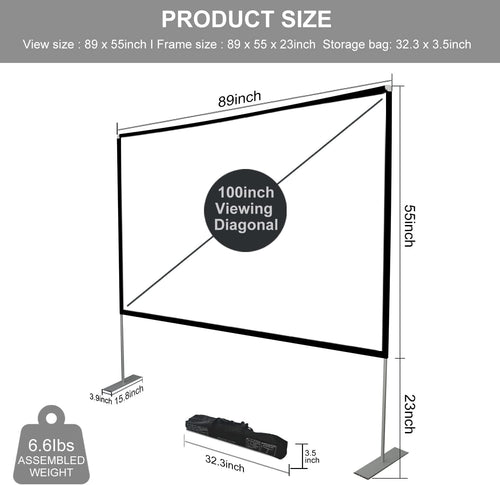 100 inch Portable Projection Screen with Stand T200897