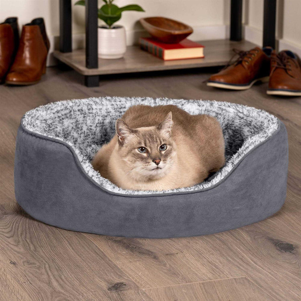 Two-Tone Fur & Suede Oval Dog Bed N45716